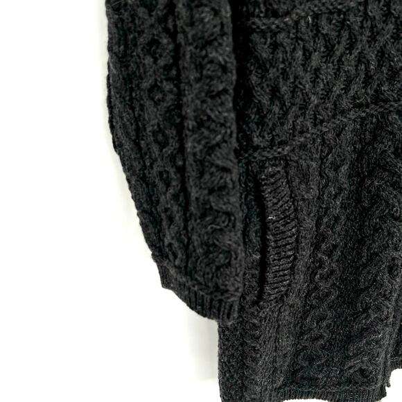 Aran Sweater Market Ireland Merino wool fisherman full zip long cardigan - Picture 4 of 8